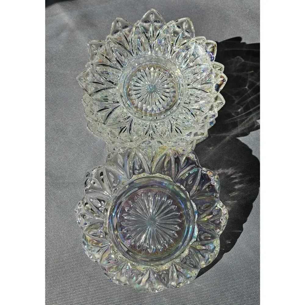 Vintage Federal Glass Petal #2829 Iridescent Dessert Berry Bowls Set of 6